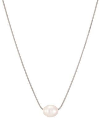 Natural Freshwater Pearl Silver-Tone Adjustable Pendant Necklace