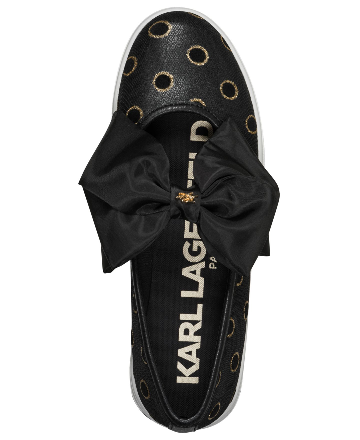 Женские кроссовки KARL LAGERFELD PARIS Bodewyn Slip-On Bow, цвет: Чёрный / Золотой — фото 4