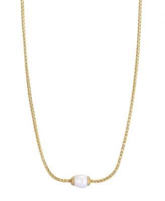Men's Natural Freshwater Pearl Gold-Tone Stainless Steel Chain Necklace