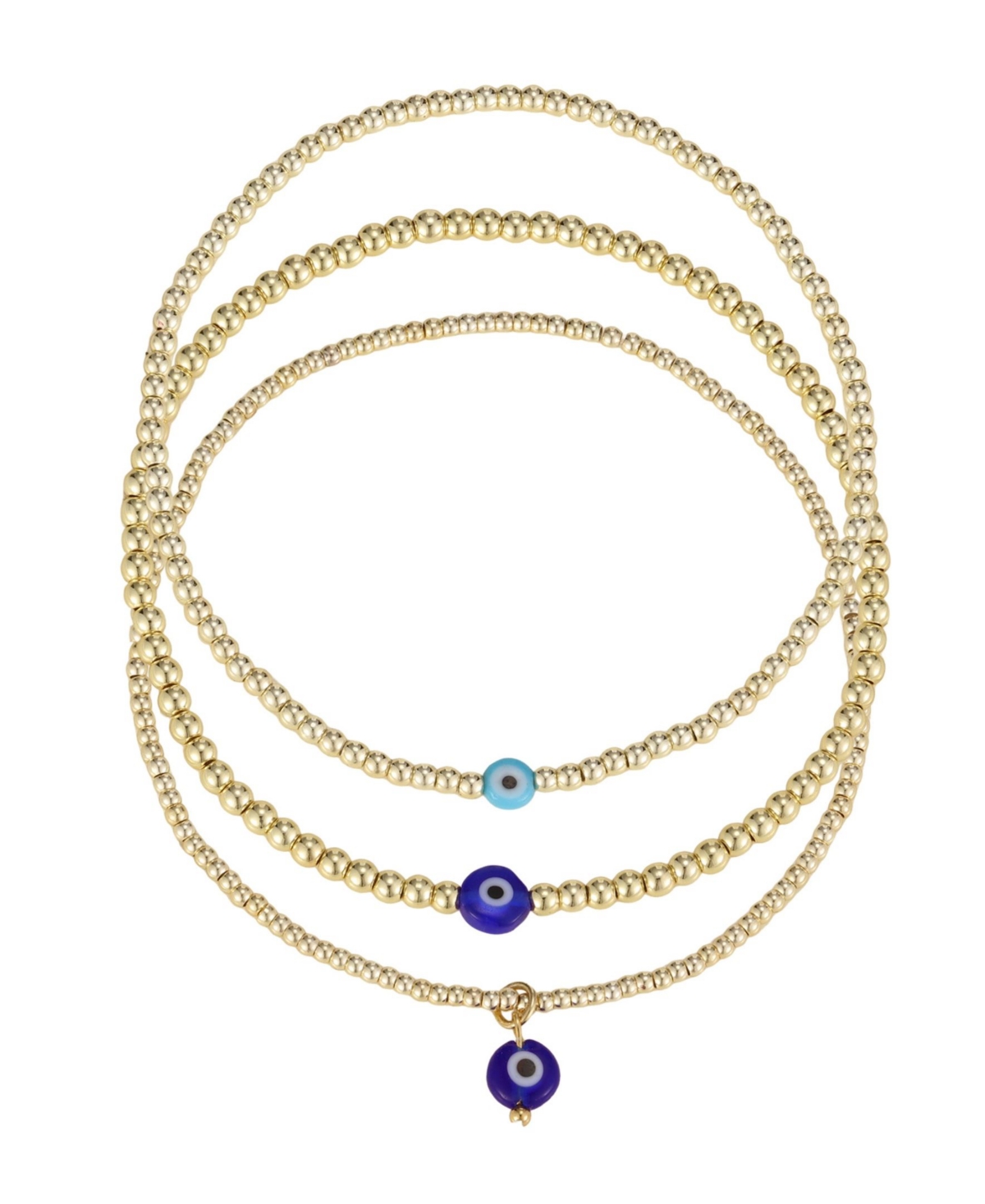 Adornia Gold-Tone Evil Eye Beaded Stretch Bracelets, 3-Piece Set - Blue