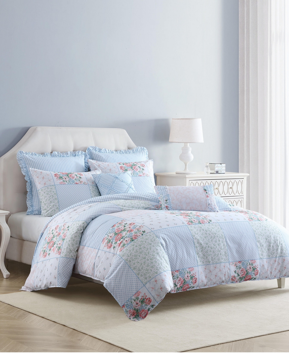 Laura Ashley Hope Patchwork Cotton -Piece Duvet Cover Set