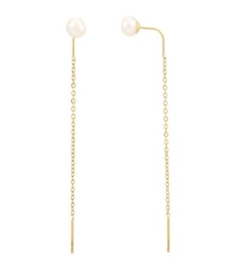 Freshwater Pearl Gold-Tone Threader Earrings
