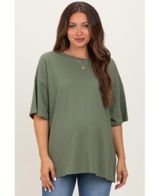 Maternity Oversized Short-Sleeve Crewneck Cotton T-Shirt