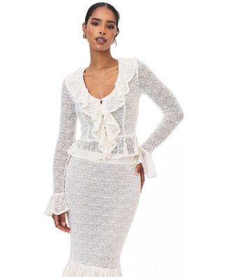 Women's Urva V-Neck Ruffle Flared-Sleeve Blouse