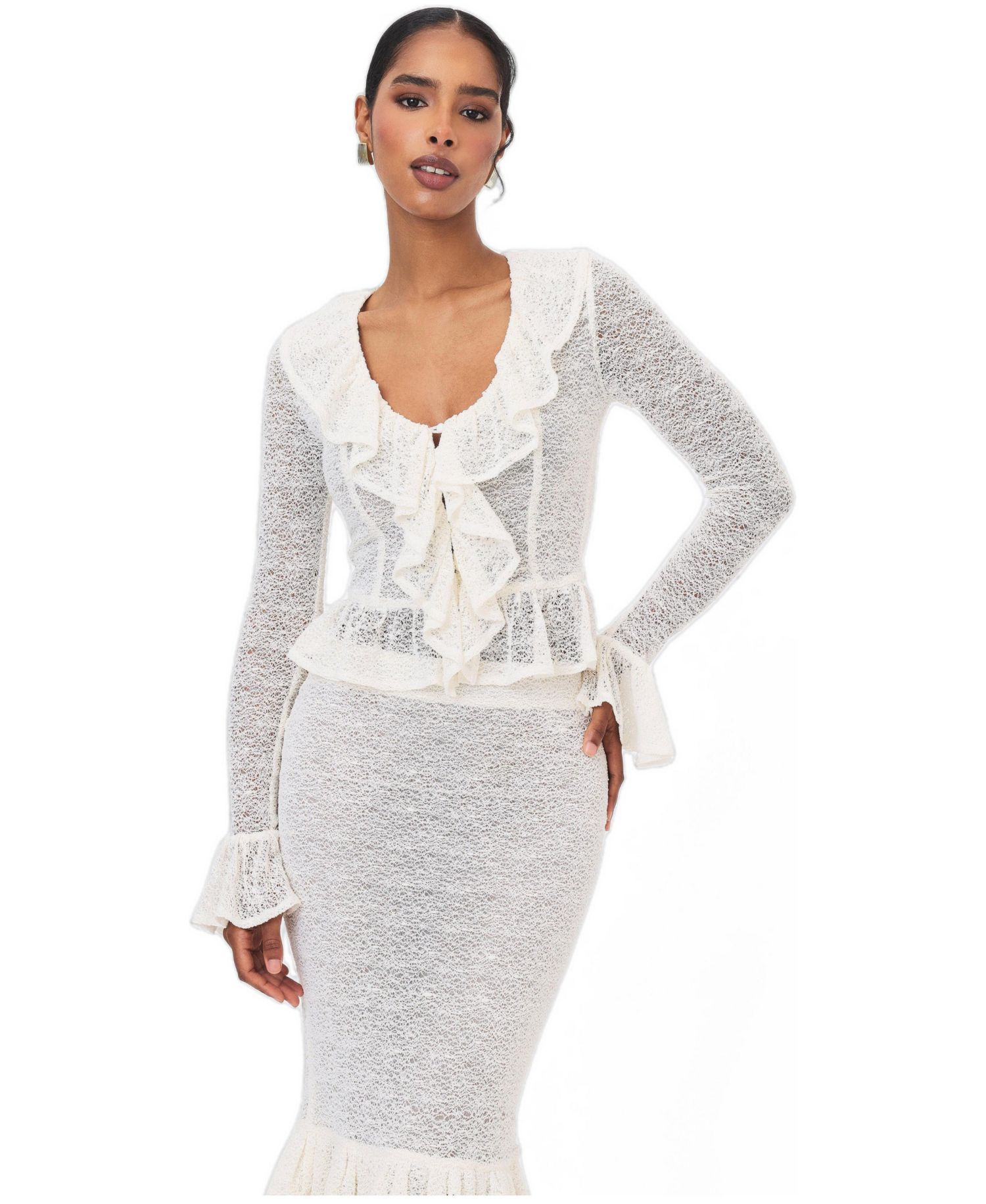 Women's Urva V-Neck Ruffle Flared-Sleeve Blouse