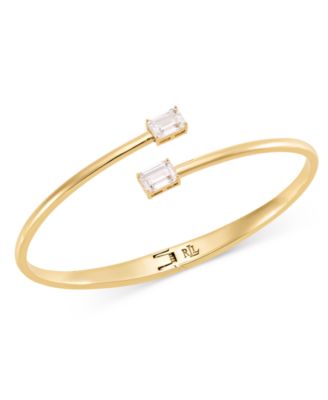 Cubic Zirconia Mixed-Metal Bypass Cuff Bracelet