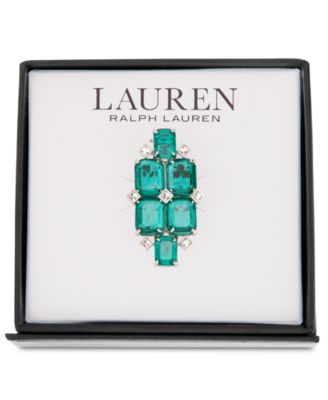 Silver-Tone Boxed Emerald Stone Pin