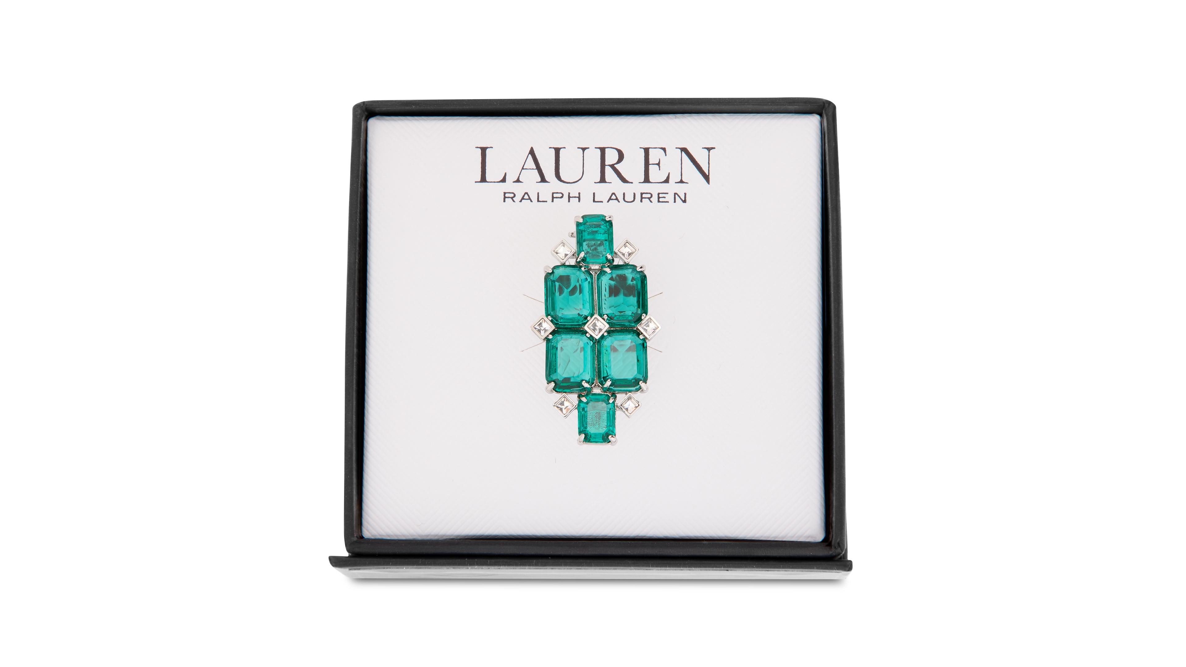 Lauren Ralph Lauren Silver-Tone Boxed Emerald Stone Pin