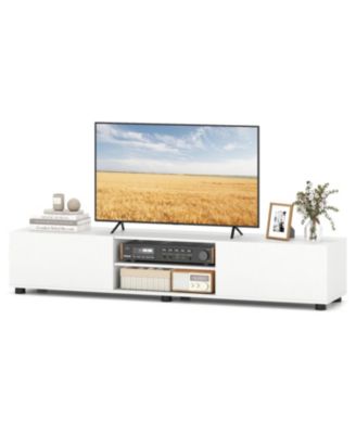 Modern TV Stand for up to 70" TVs Minimalist Entertainment Center with 2 Doors and Open Shelves