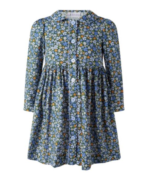 Платье Rachel Riley Meadow Floral Button-Front Long-Sleeve Fit & Flare Dress для девочек-малышей