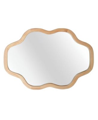 20x30 Inch Wood Color Cloud Shape  Decorative Vanity Mirror Rustic Farmhouse Accent Mirror for Home Wall Decor