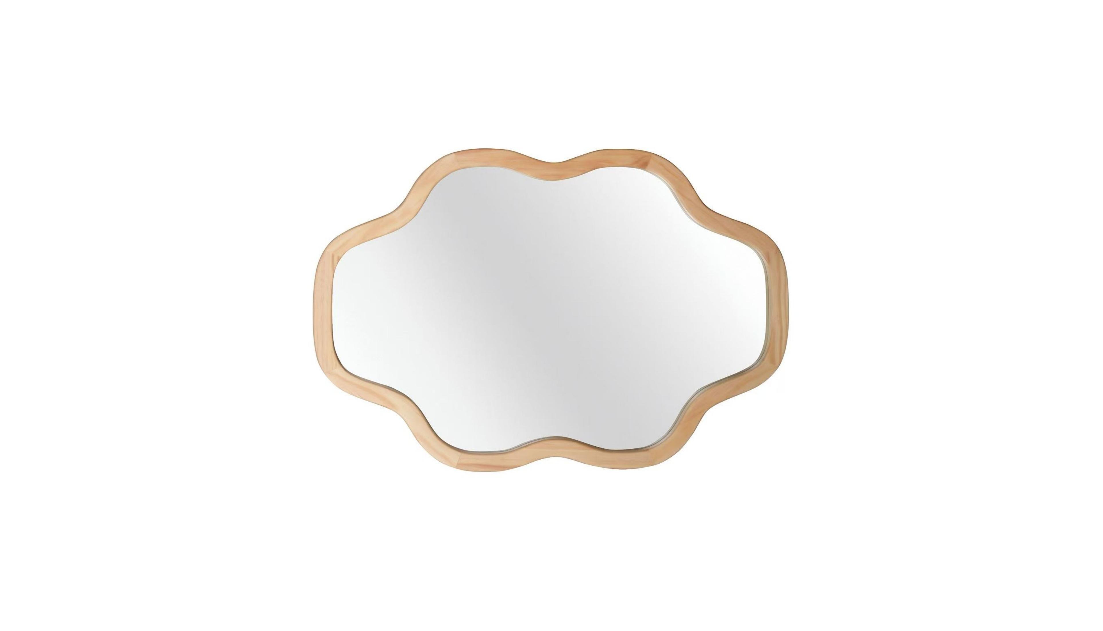 Phying 20x30 Inch Wood Color Cloud Shape Decorative Vanity Mirror Rustic Farmhouse Accent Mirror for Home Wall Decor