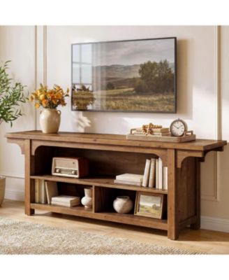 3-Tier Solid Wood TV Stand, Farmhouse Entertainment Center
