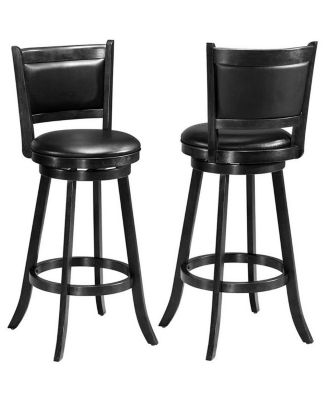 2-Piece 29 in Wooden Swivel Height Bar Stool with PVC Cushioned Seat