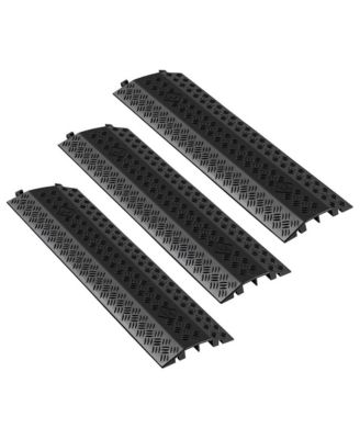 3-Pack Drop Over Cable Cover 17500 lbs Per Axle 2 Channel Floor Cord Protector Ramp