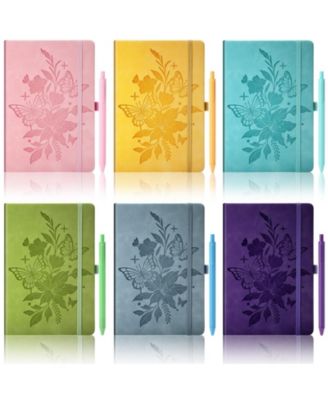 12 Pack A5 Floral Leather Journals and Pens Bulk Inspirational Gift Set for Women Office School