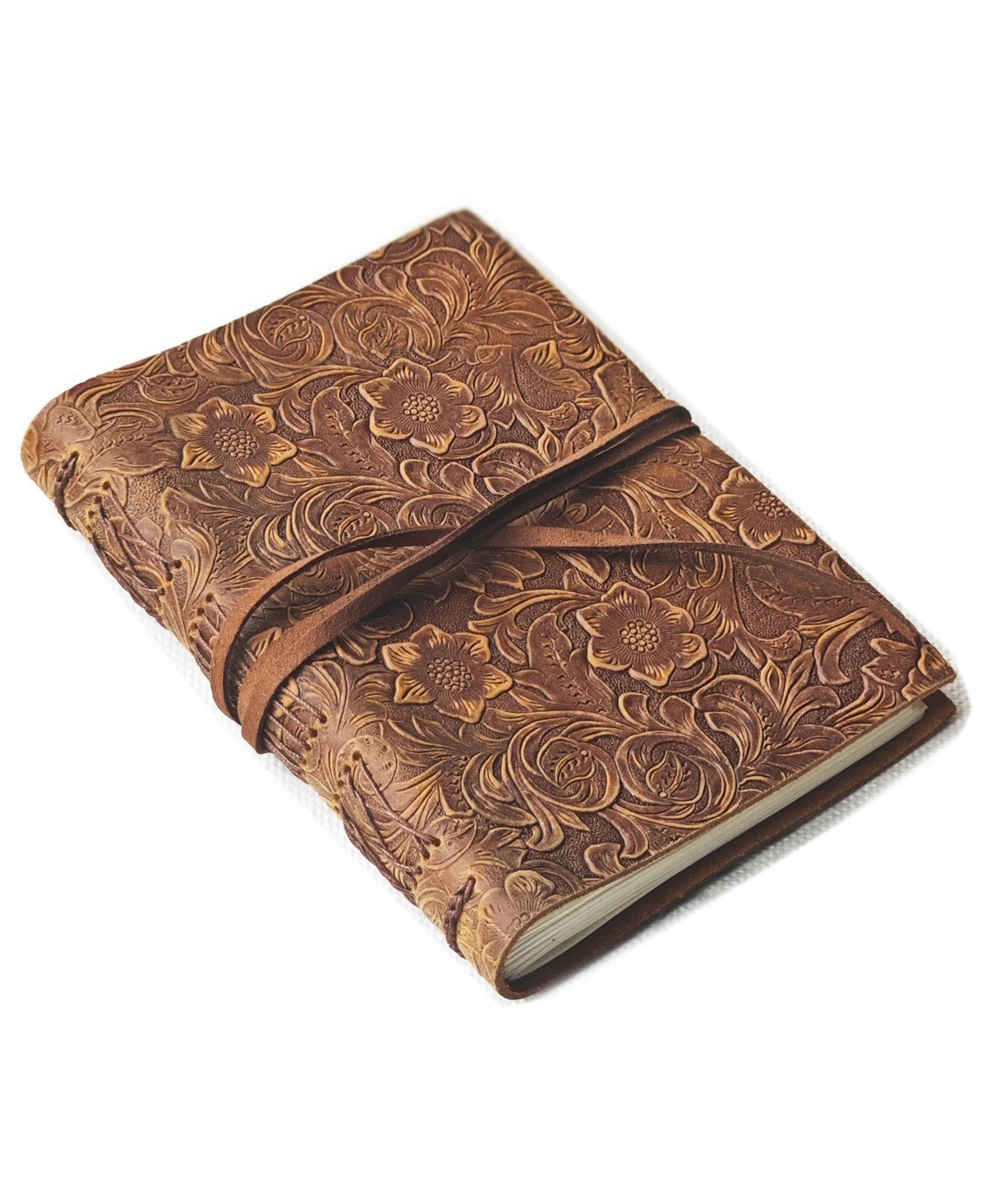 Danrong Full Grain Rustic Leather Journal Lined Paper Hand Bound Travel Notebook
