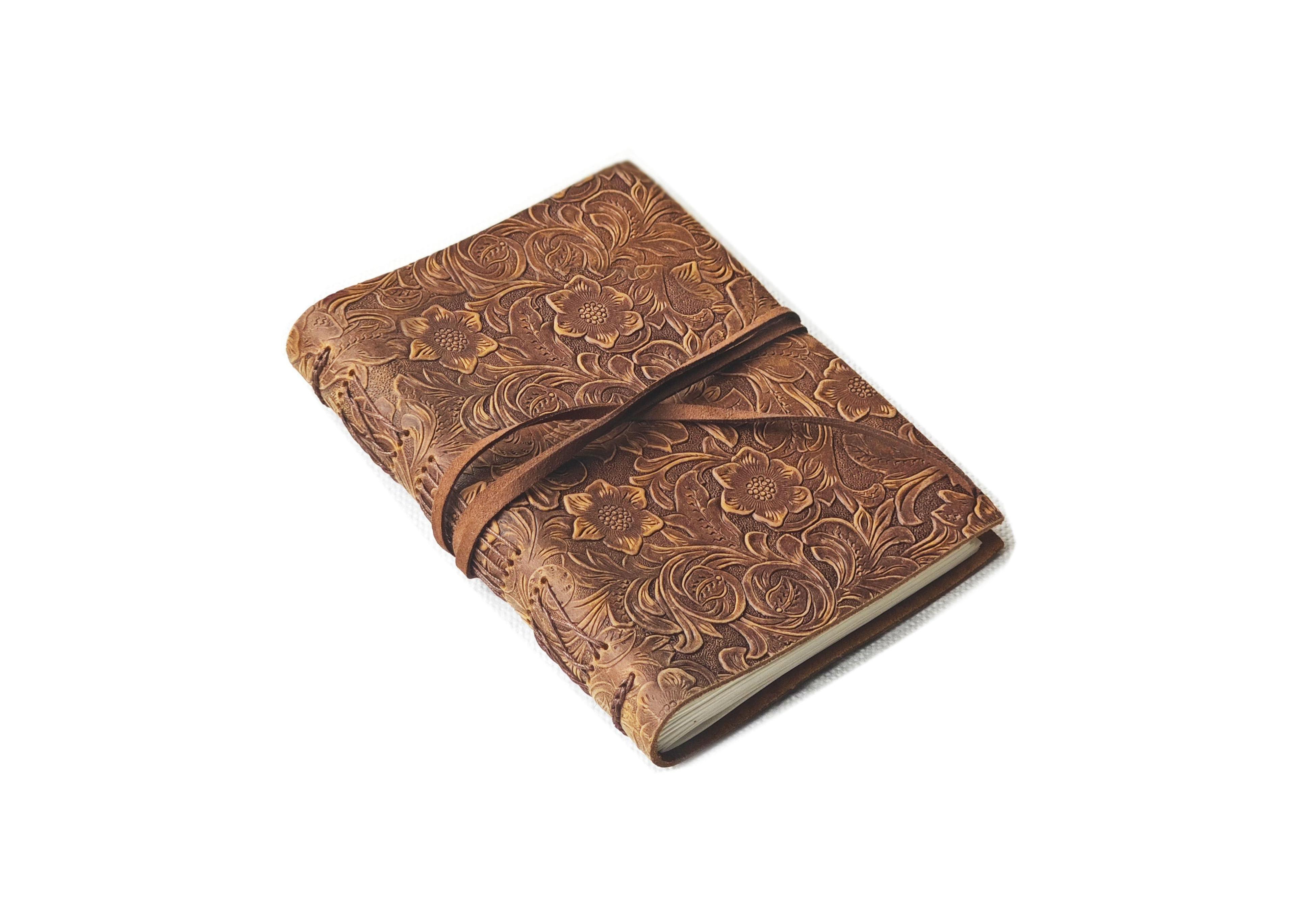 Danrong Full Grain Rustic Leather Journal Lined Paper Hand Bound Travel Notebook