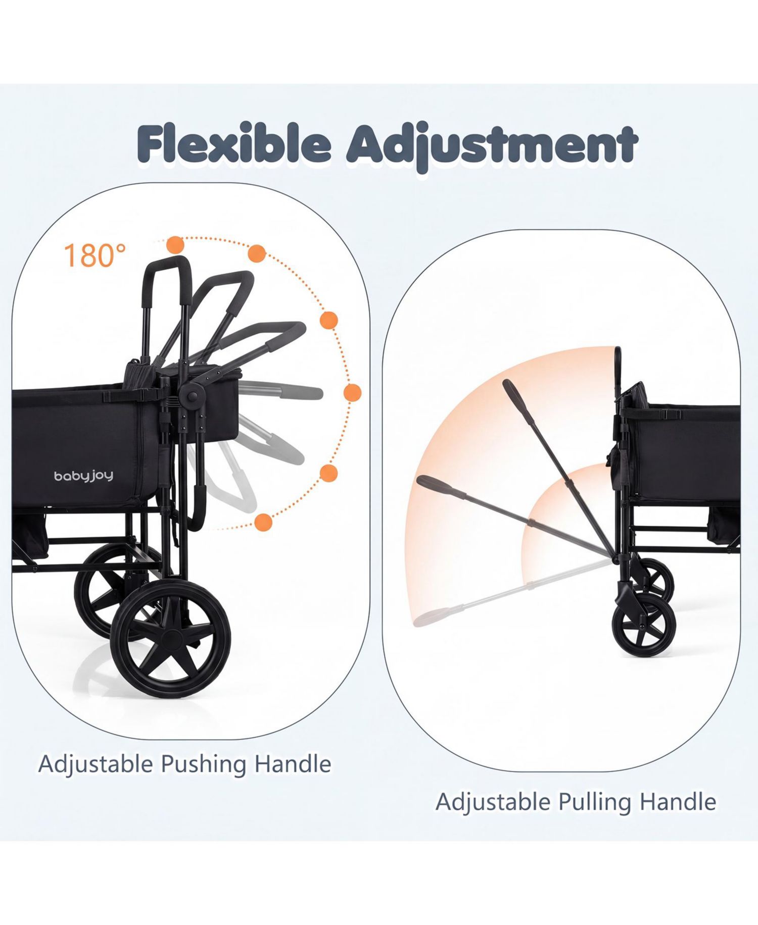 Foldable Wagon Stroller for 4 Kids with Removable Canopy