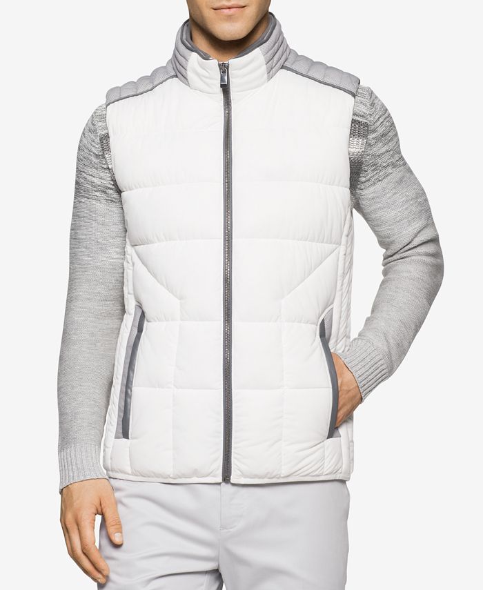Calvin klein men's colorblocked puffer coat cheap