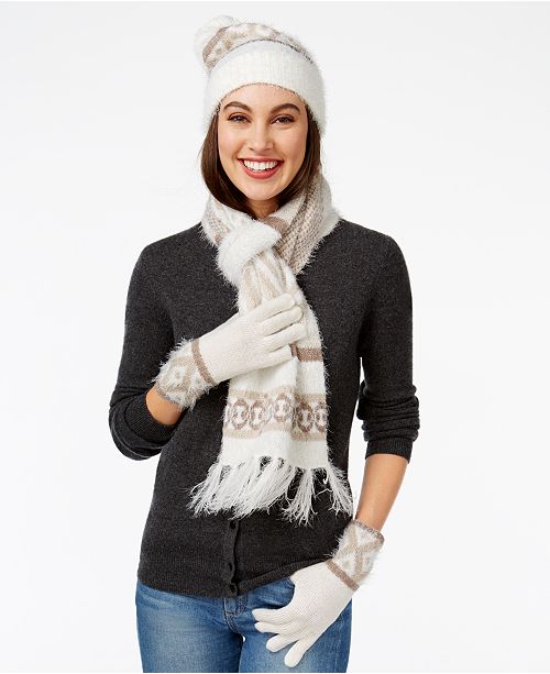Charter Club Fair Isle Chenille Hat Scarf And Gloves Created For