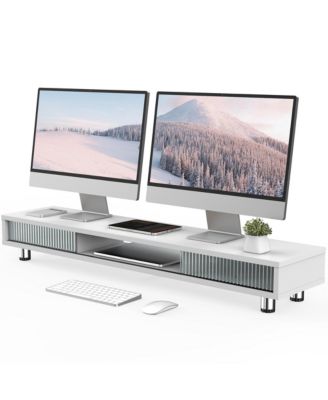 Dual Monitor Stand Height-Adjustable 2-Tier Desk Organizer