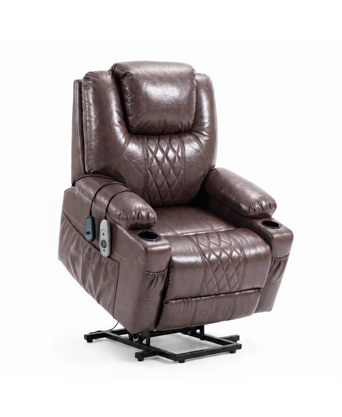gaomon Power lift recliner with heat, massage, timer, Pu leather, 165degree(s) recline, 8 massage zones and 5 vibration modes for elderly comfort.