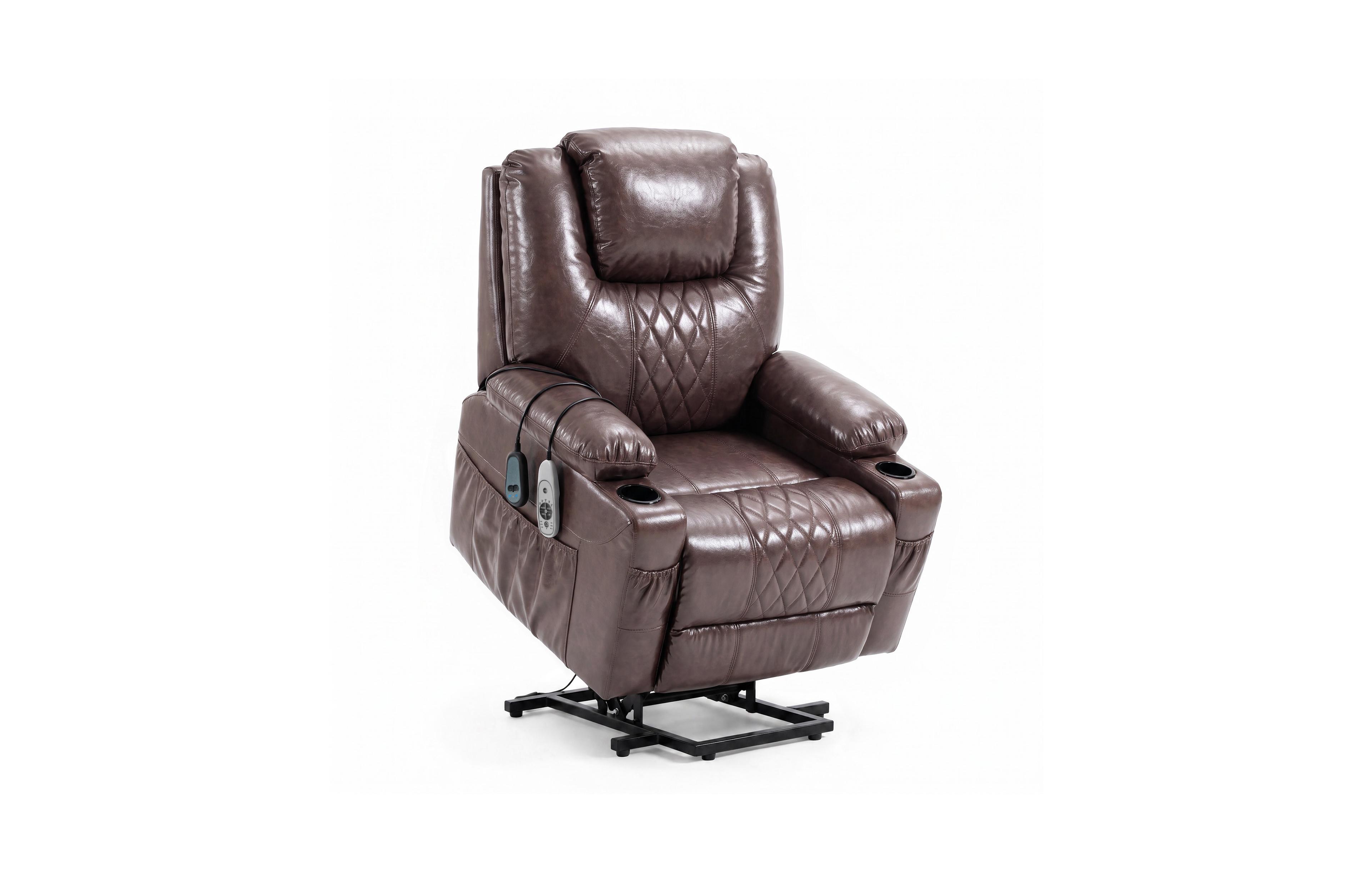gaomon Power lift recliner with heat, massage, timer, Pu leather, 165degree(s) recline, 8 massage zones and 5 vibration modes for elderly comfort.