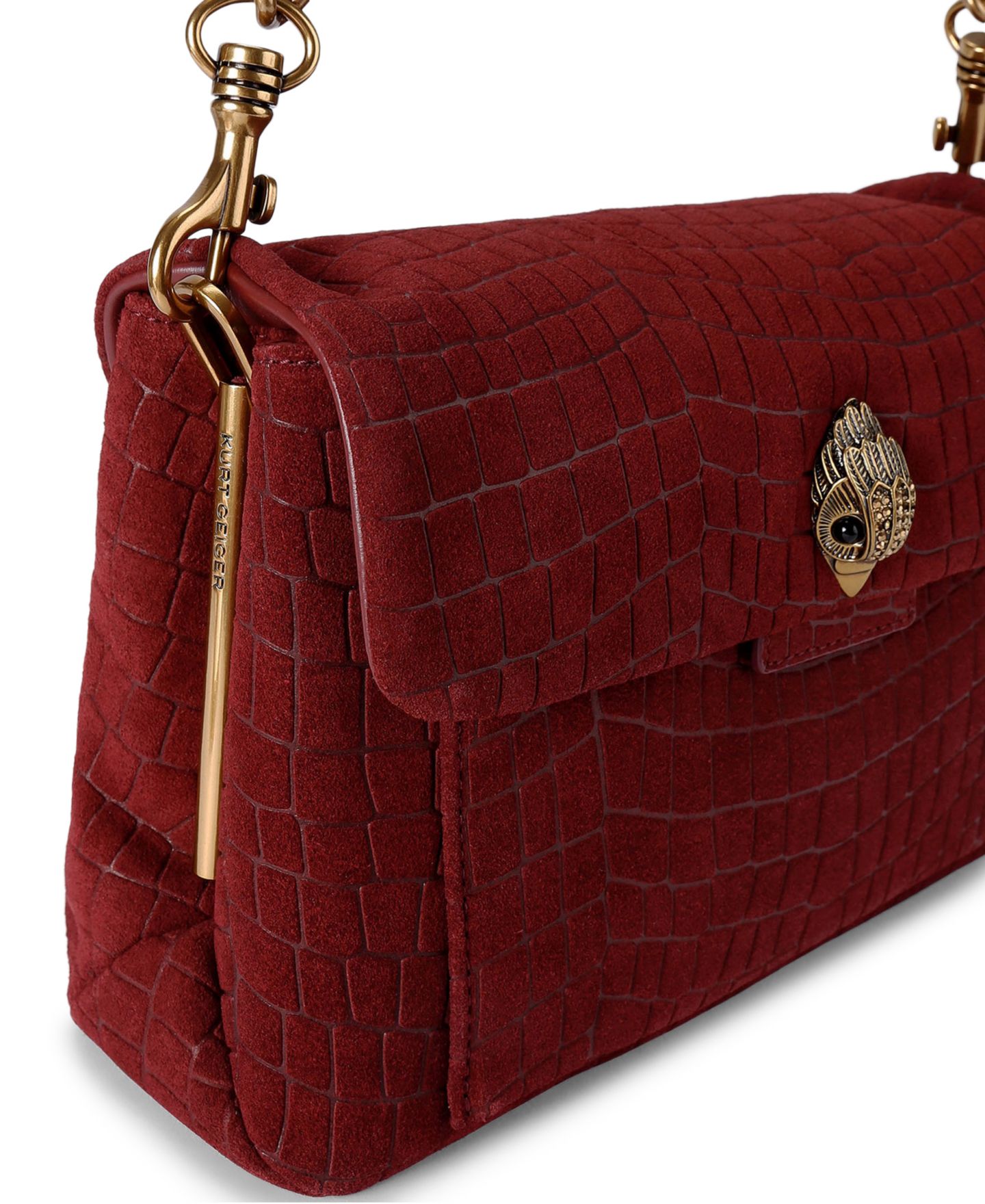 Женская сумка Kurt Geiger London Small Celia Suede Shoulder, цвет: Средний красный — фото 5