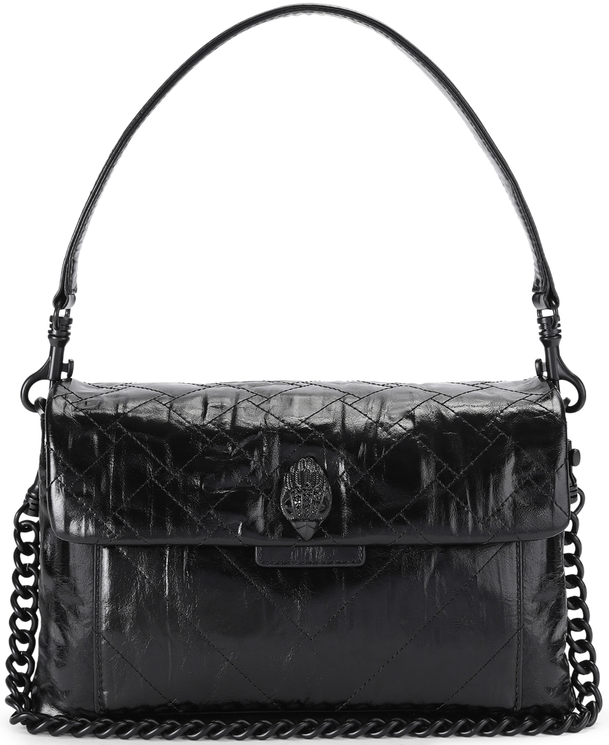 Kurt Geiger Small Celia Quilted Leather Shoulder Handbag In Black