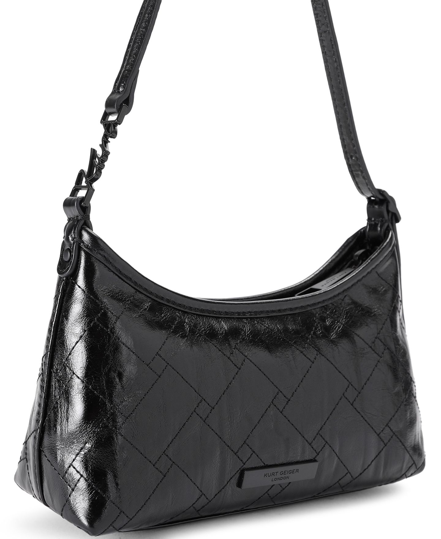 Женская сумка Kurt Geiger London Small Sling Quilted Crinkle Leather Shoulder, цвет: Чёрный — фото 3