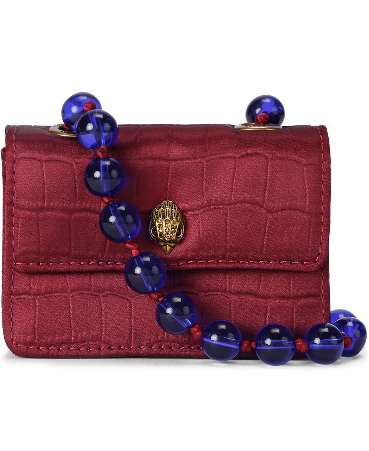 Kurt Geiger Micro Kensington Beaded Mini Crossbody Handbag In Dark Red
