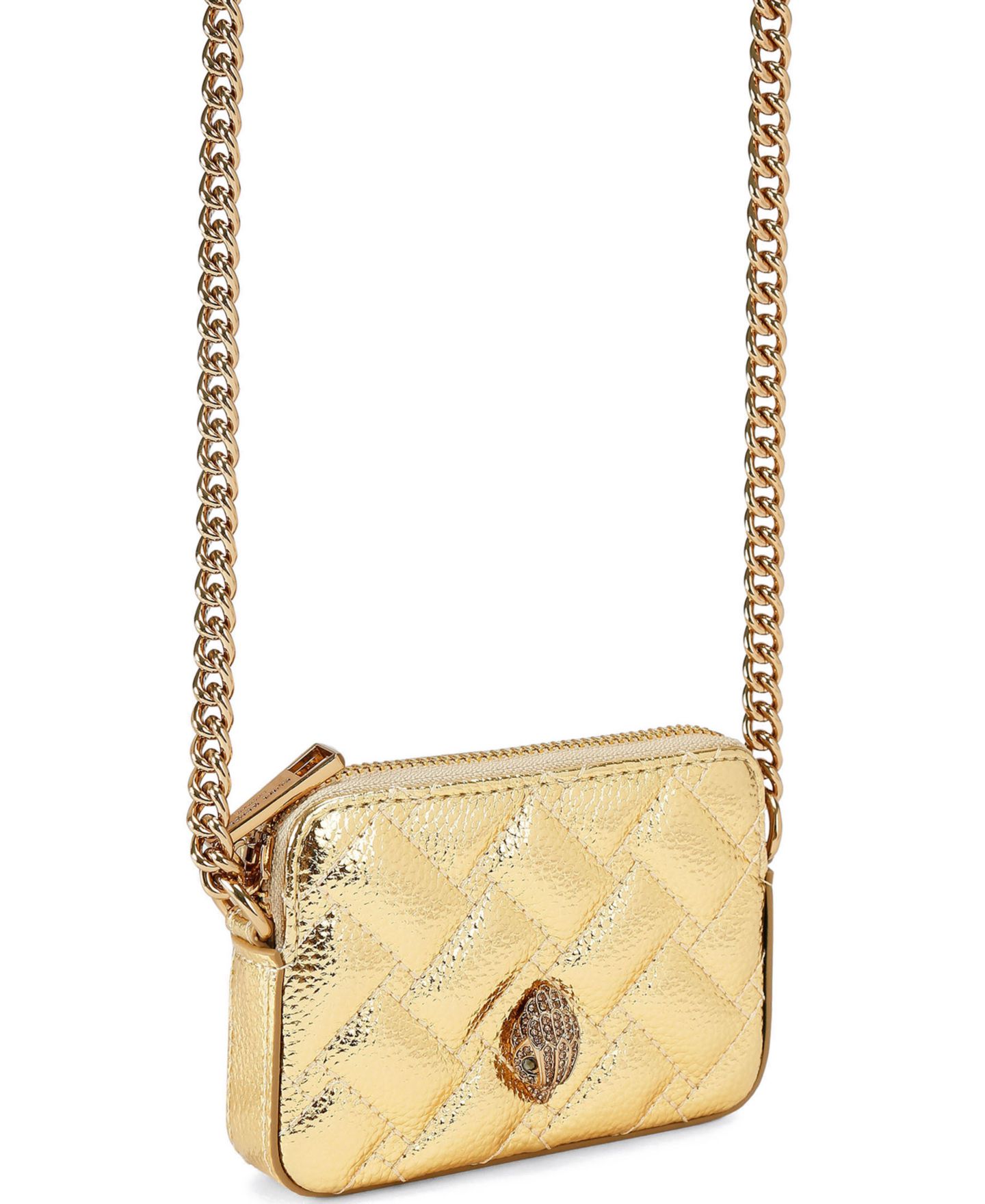Женская сумка Kurt Geiger London Micro Kensington Camera Quilted Crossbody, цвет: Золотой — фото 4