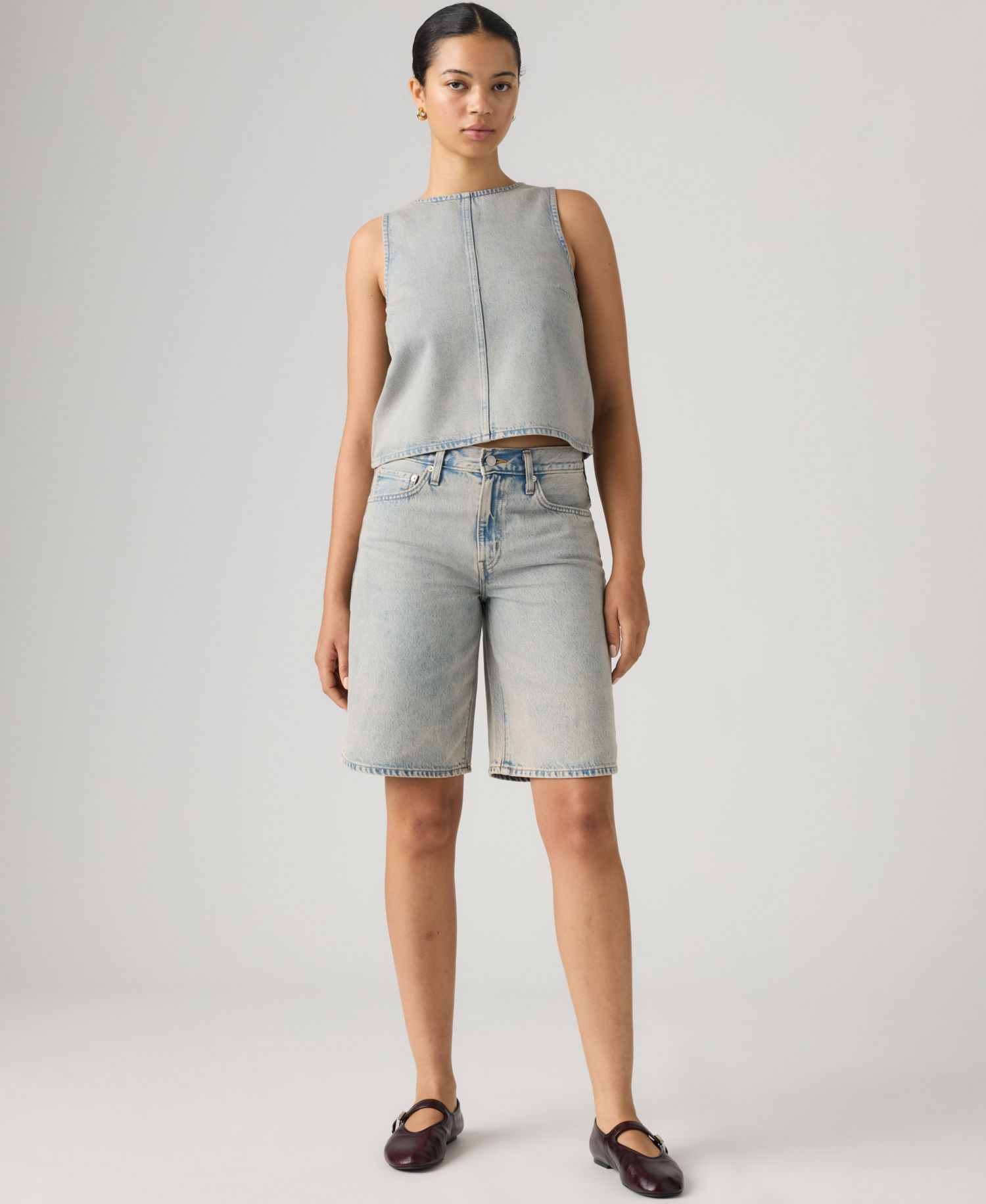 Women's Fitted Cropped Denim Tank