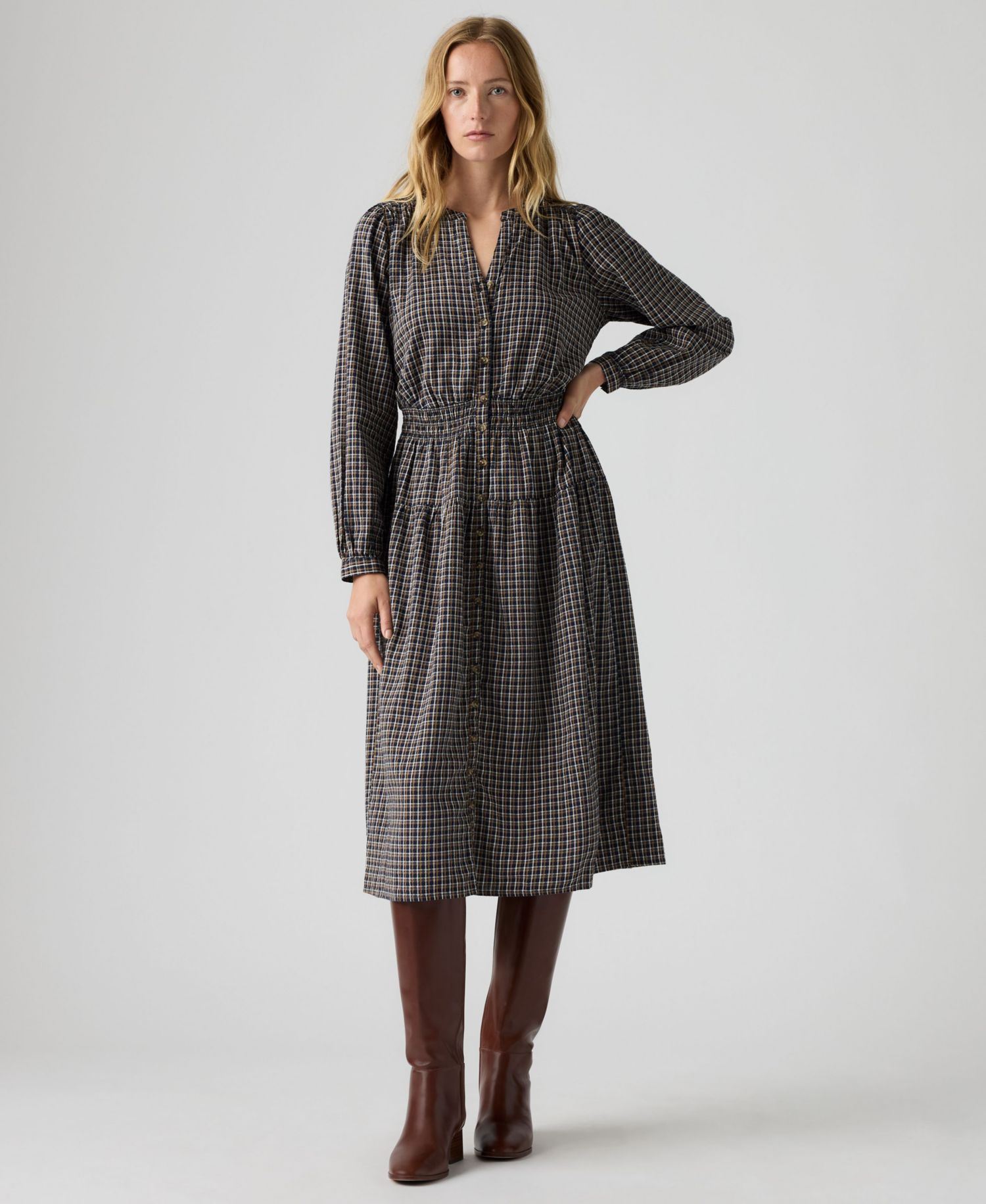 Women's Clementine Plaid A-Line Midi Dress