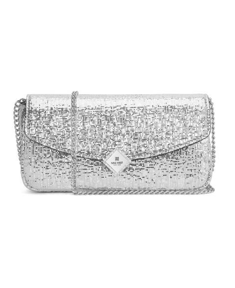 Женский кошелёк Nine West Kristina Phone Case Chain Crossbody Wallet, цвет: Серебряный