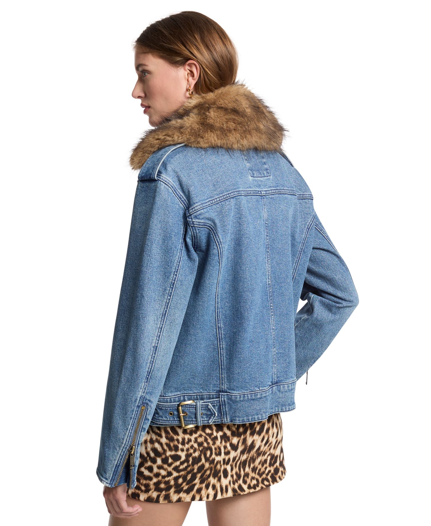 Women's Oversized Moto Denim Jacket