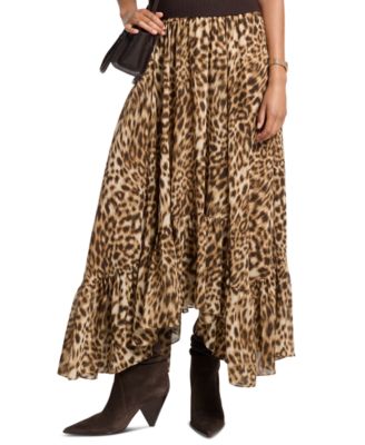MICHAEL Women's High-Low Leopard-Print Skirt