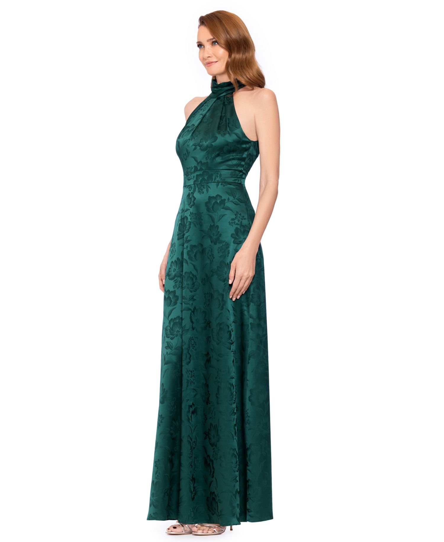 Women's Floral Mock Neck Long Gown