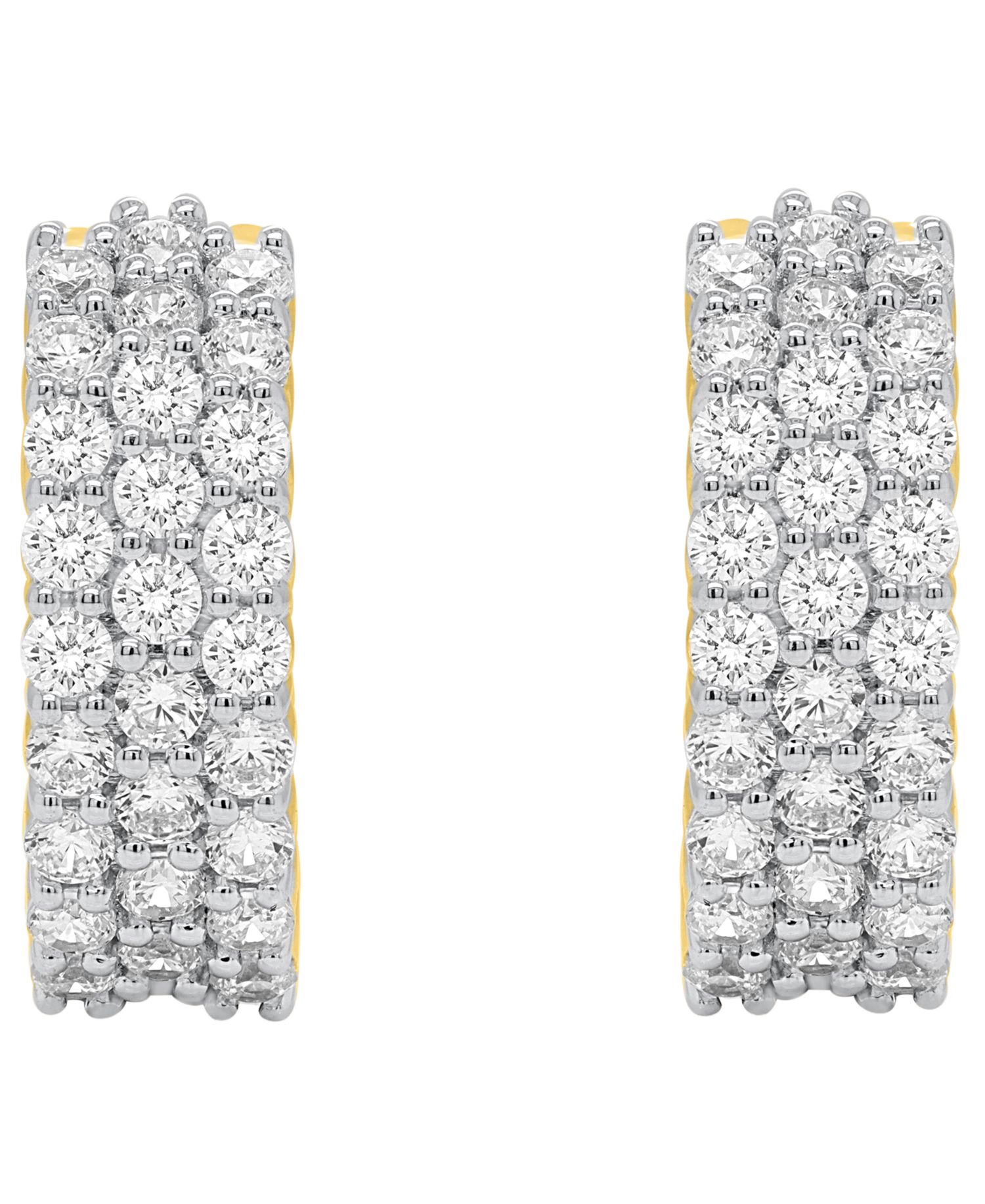 Lab-Grown Diamond Triple Row Huggie Hoop Earrings (1 ct. t.w.) in Sterling Silver