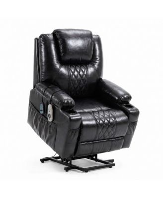 Power Lift Recliner Chair for seniors with heat and massage, PU leather upholstery, 165degree(s) recline, 8 massage zones, and 5 vibration modes.