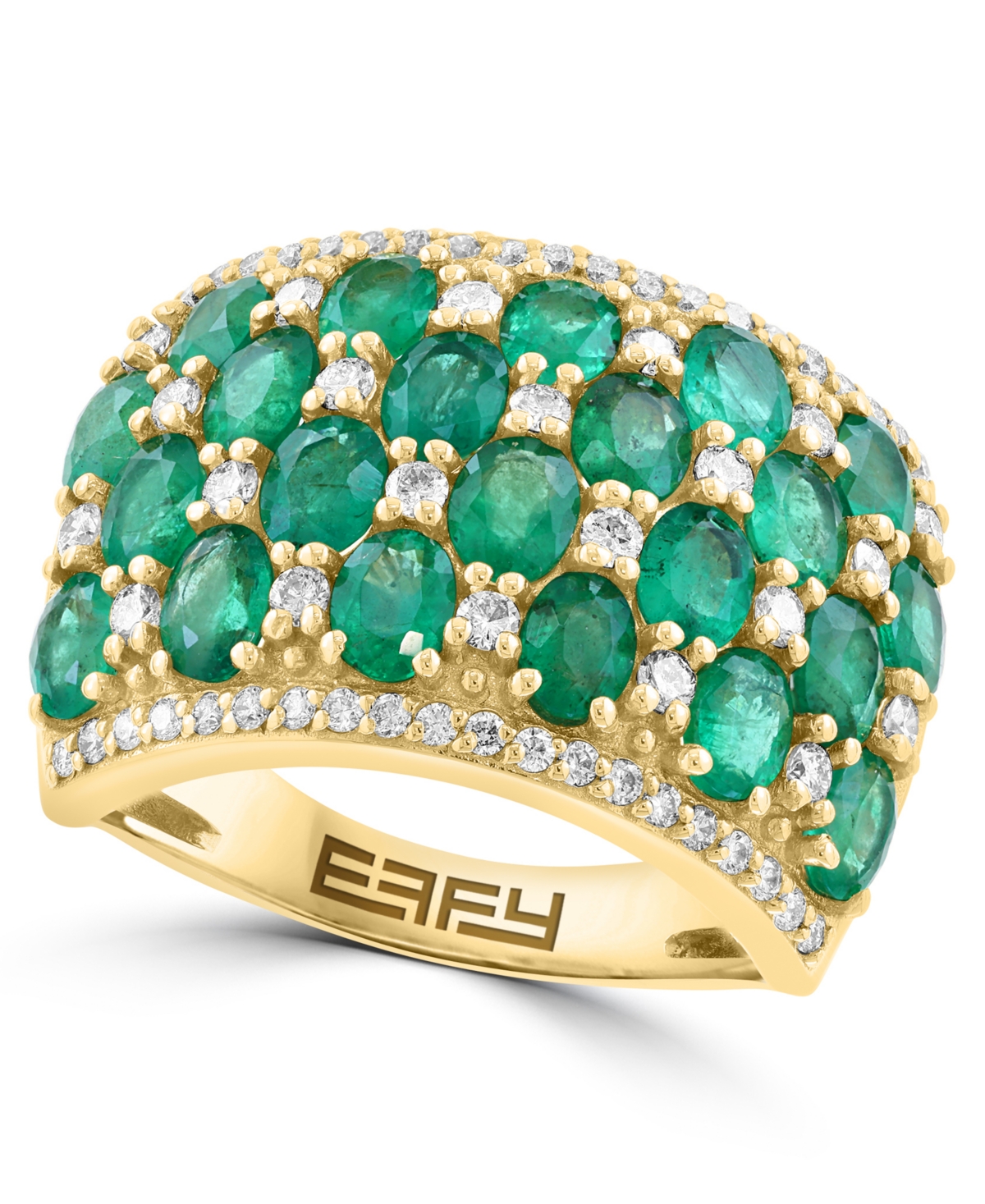 Effy Collection Emerald and Diamond Oval Ring (4-1/5 ct. Emerald and 1/2 ct. Diamond) in 14k Yellow Gold