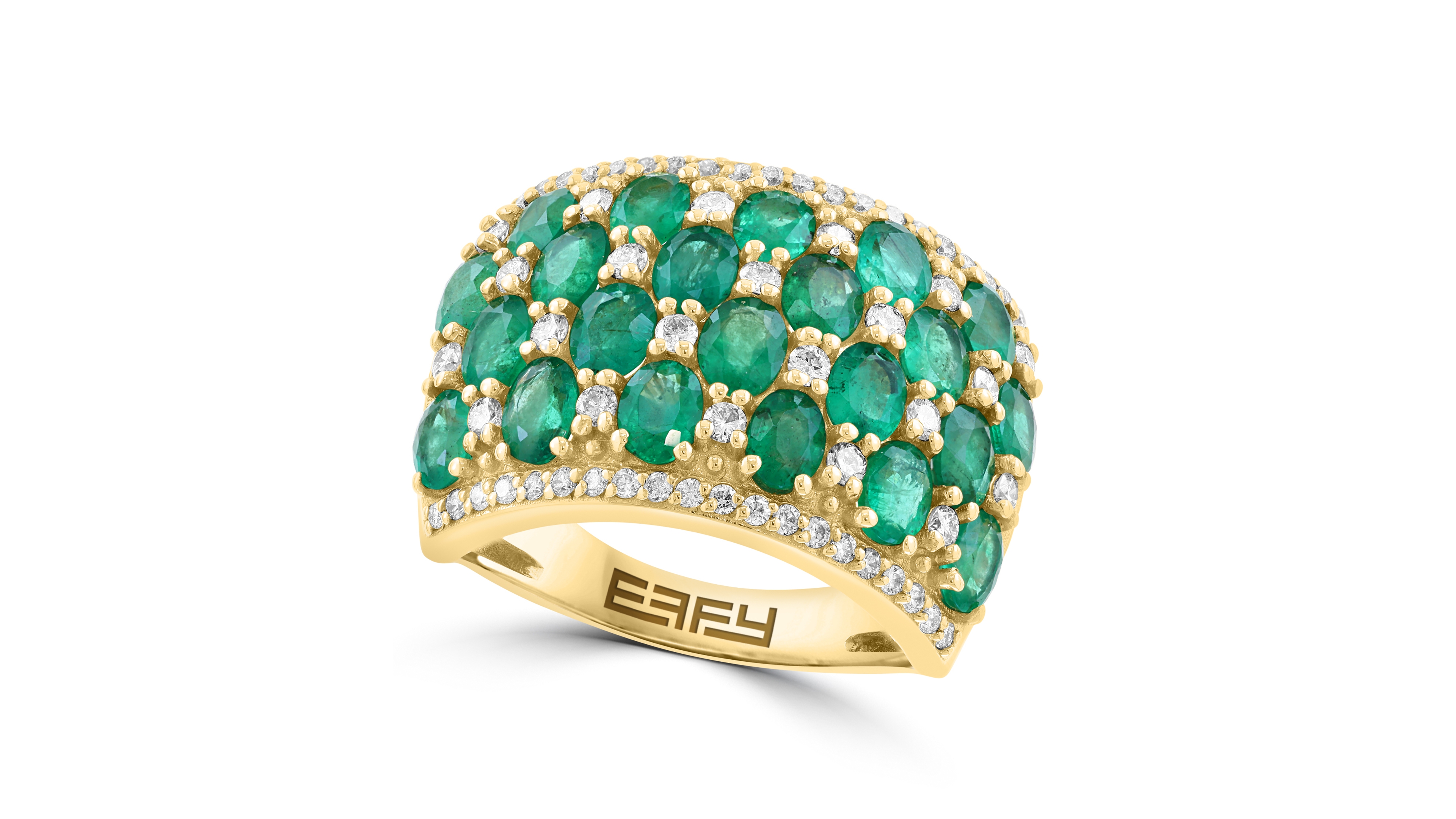 Effy Collection Emerald and Diamond Oval Ring (4-1/5 ct. Emerald and 1/2 ct. Diamond) in 14k Yellow Gold