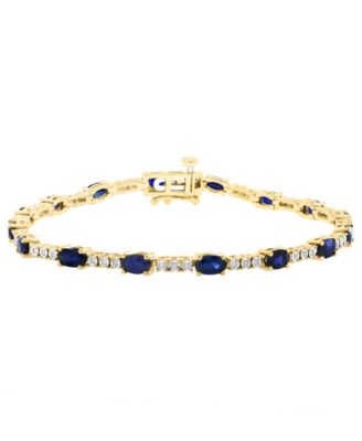 Diamond (1/5 ct. t.w.) and Sapphire (3-1/20 ct. t.w.) Tennis Bracelet in 14K Gold-Plated Sterling Silver