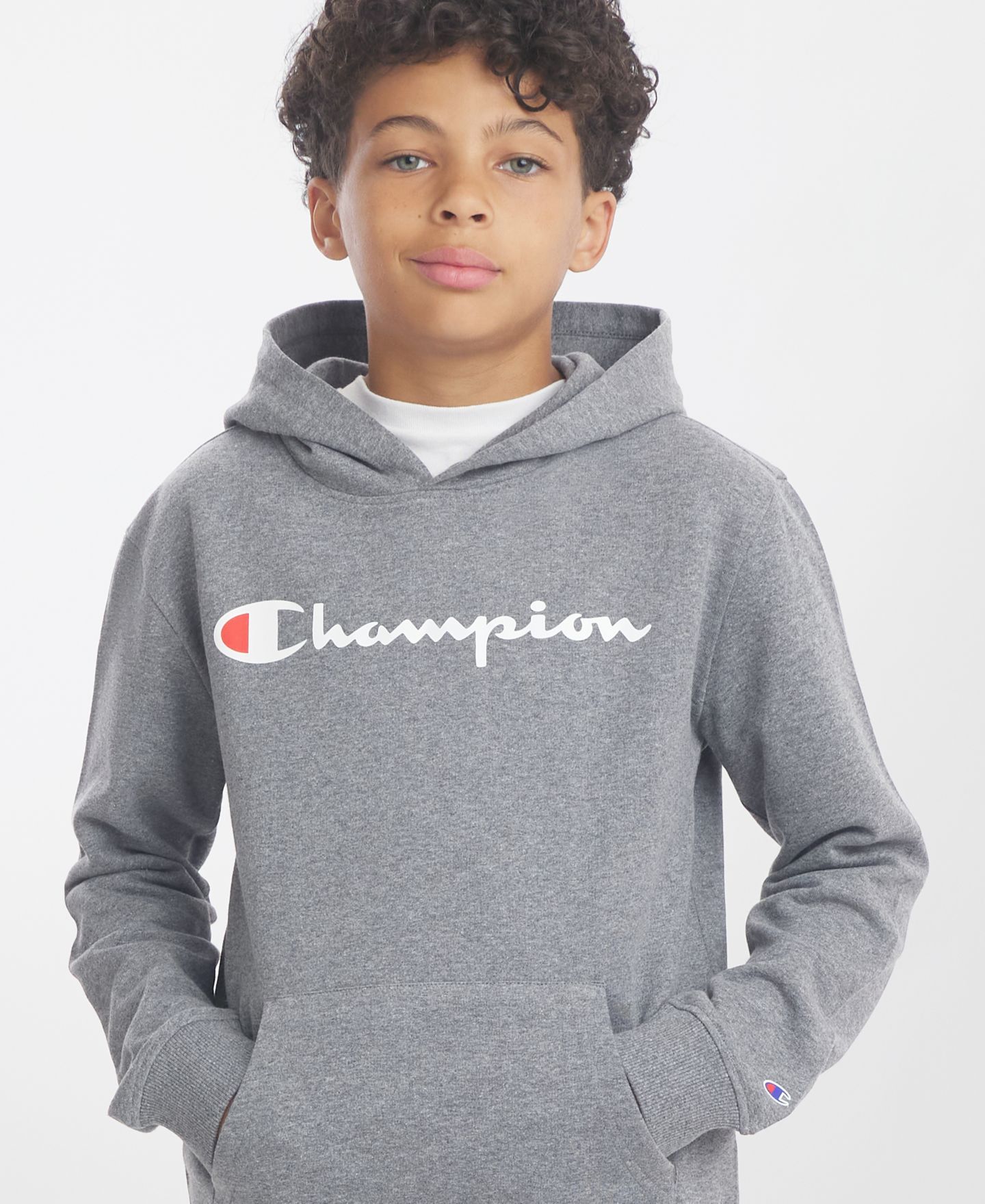 Champion Boys' 4-7 Signature Fleece Long-Sleeve Hoodie and Jogger, 2-Piece Set, цвет: Средний меланжевый серый — фото 3