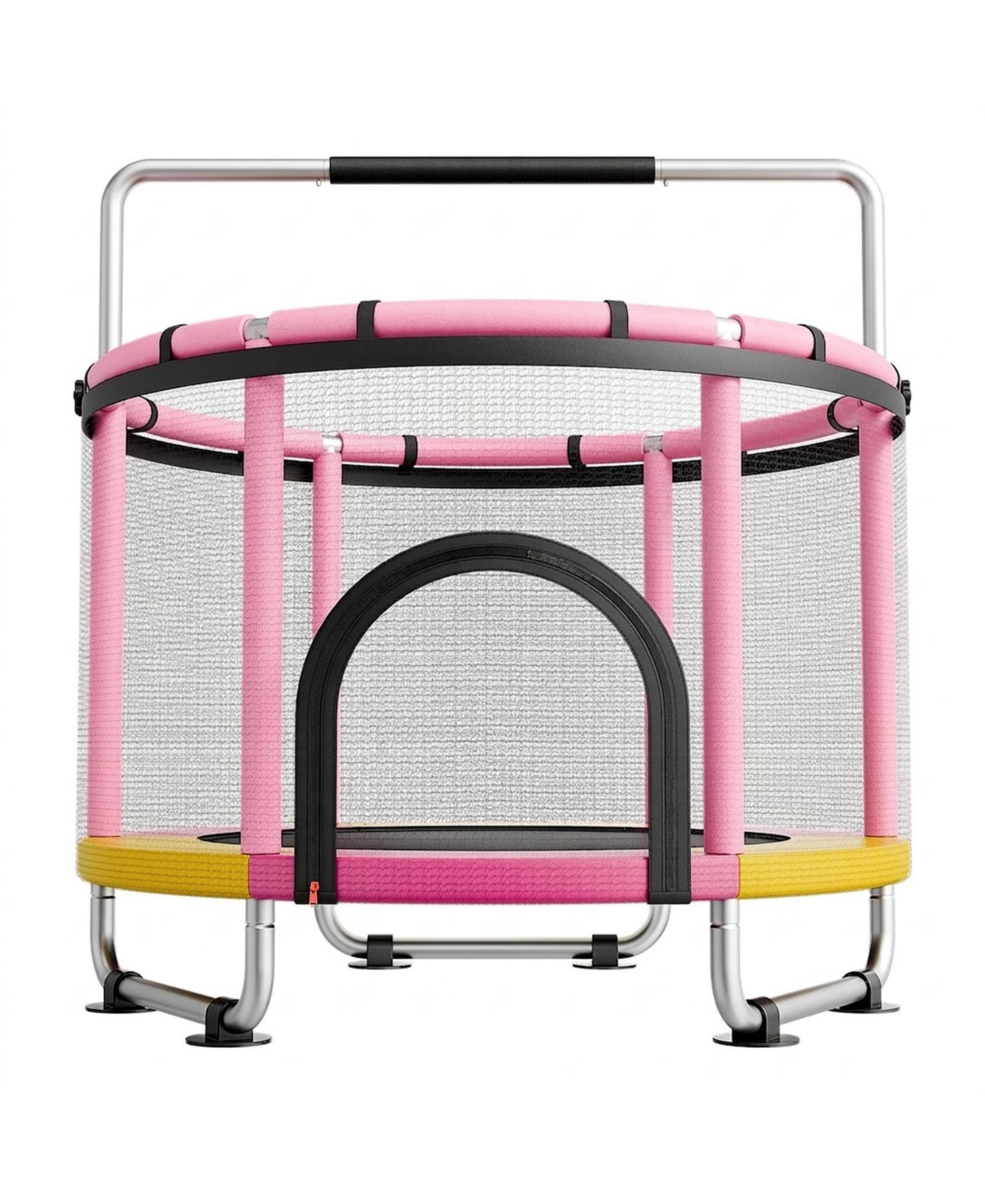 Sugift 5 Feet Indoor Trampoline for Kids with Safety Enclosure Net and 3-Level Adjustable Handlebar