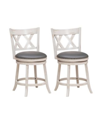  in Hand-Antiqued Stool Set of 2 with Wider Padded Seat