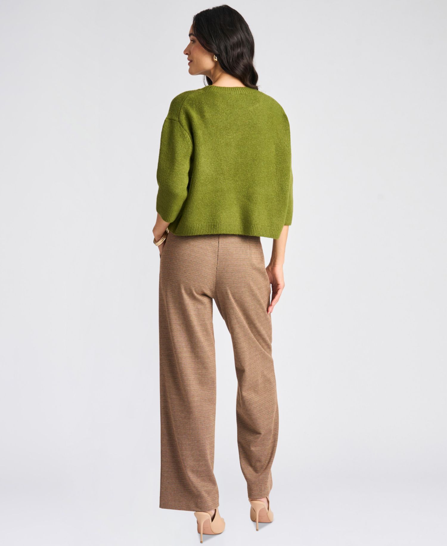 Women's 3/4-Sleeve Crewneck Pullover Sweater
