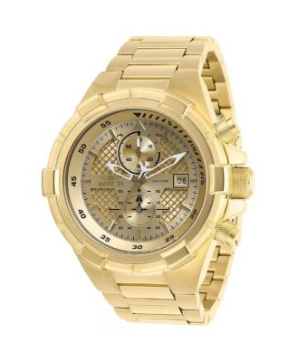 Men's Aviator Quartz Chronograph Water-Resistant Gold-Tone Stainless Steel Watch, 50.5mm