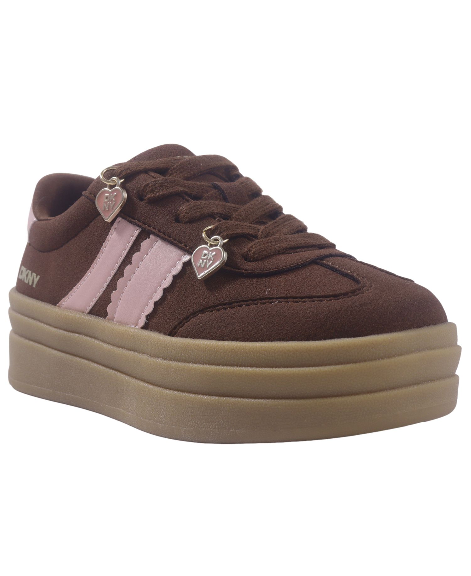 Girls' Tri Geselle Platform Heart Charm Lace-Up Sneakers